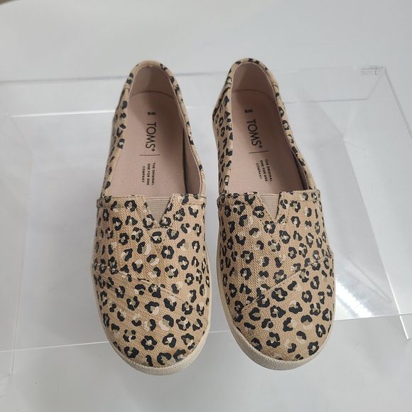 TOMS Avalon Pull On Cheetah Print Sneaker Womens‎ Sz 6 Loafers Shoes - Picture 1 of 8